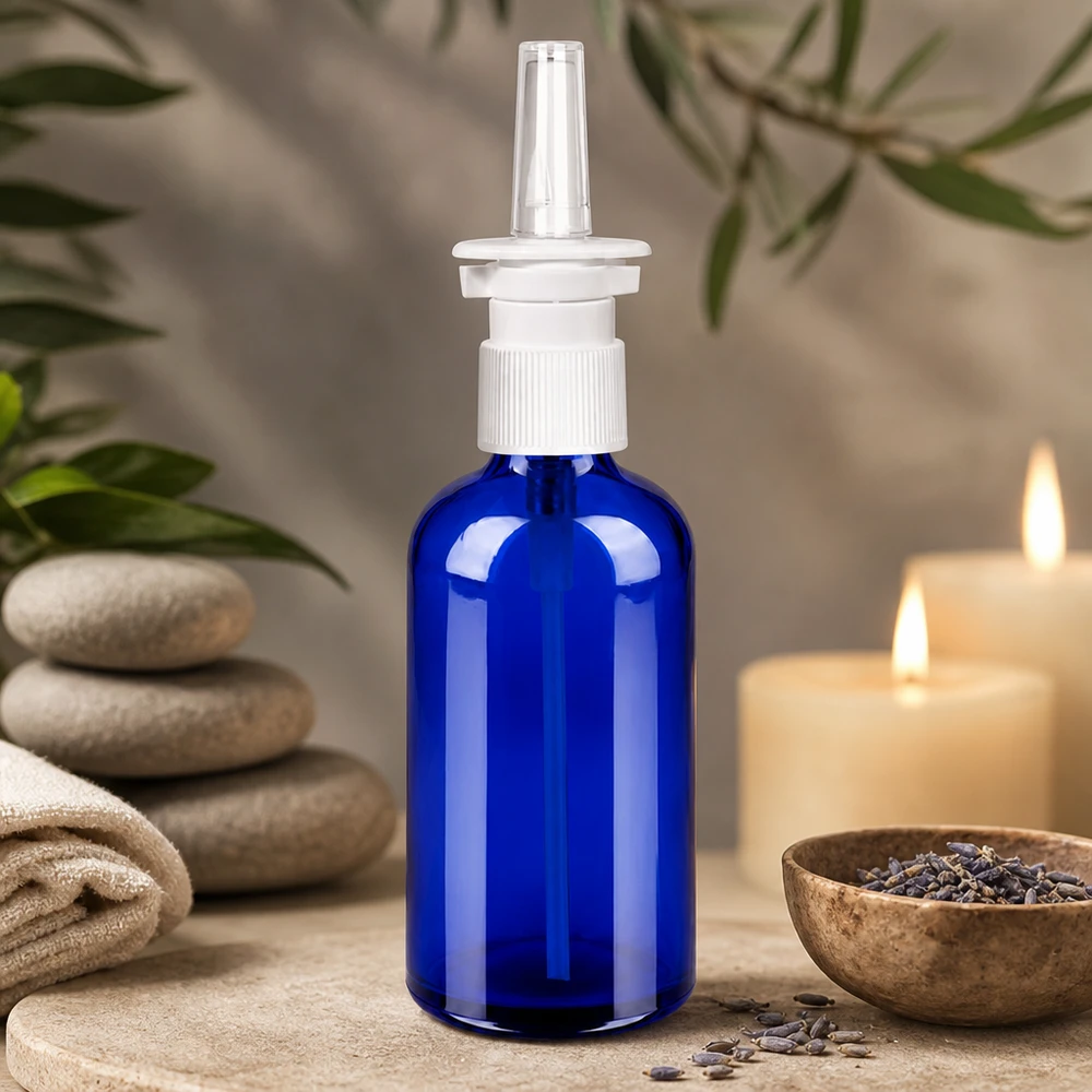 Butelka ze szkła medycznego 100 ml z precyzyjnym systemem rozpylania do nosa do zastosowań terapeutycznych