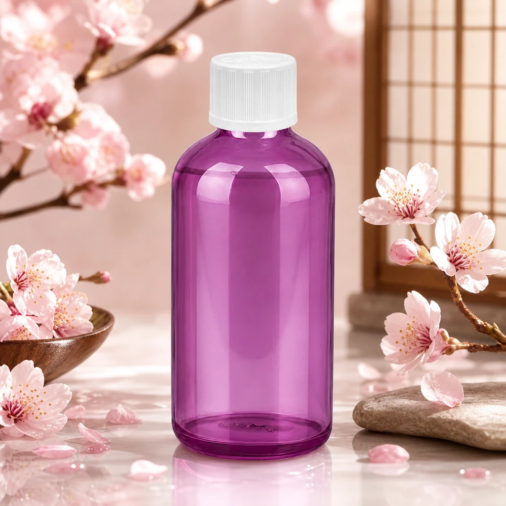 Butelka z zakraplaczem 100 ml 1,2 mm biała, standardowa linia PurpleLine zabezpieczona przed dziećmi. UT18/100 Wysokiej jakości butelka z zakraplaczem o pojemności 100 ml z blokadą zabezpieczającą przed dziećmi w przezroczystym fioletowym kolorze do bezpiecznego przechowywania.