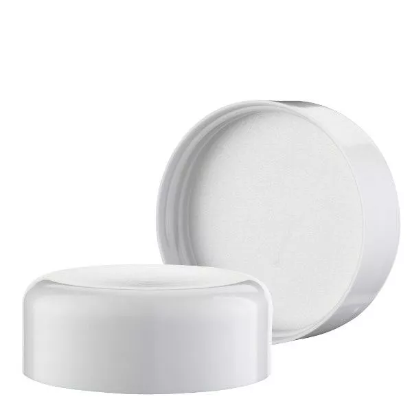 Zakrętka biała wykonana z tworzywa termoutwardzalnego, gwint 52 mm ApoGlas. Farmaceutyczna jakość produkcji UE. Do szklanego słoika 50 ml (nr art. 104800). Zakrętka biała wykonana z tworzywa termoutwardzalnego, gwint 52 mm ApoGlas. Farmaceutyczna jakość produkcji UE. Do szklanego słoika 50 ml (nr art. 104800).