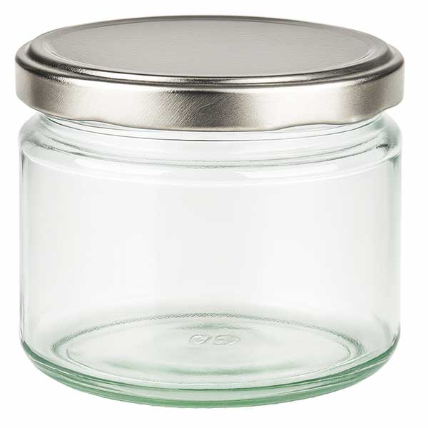 Słoik okrągły 330 ml z pokrywką BasicSeal w kolorze srebrnym UN..