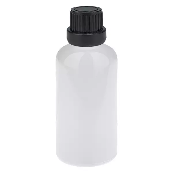 Butelka z zakraplaczem 50 ml, 2 mm, czarna, zamknięcie zabezpieczające przed otwarciem przez osoby nieuprawnione WhiteLine UT18/50