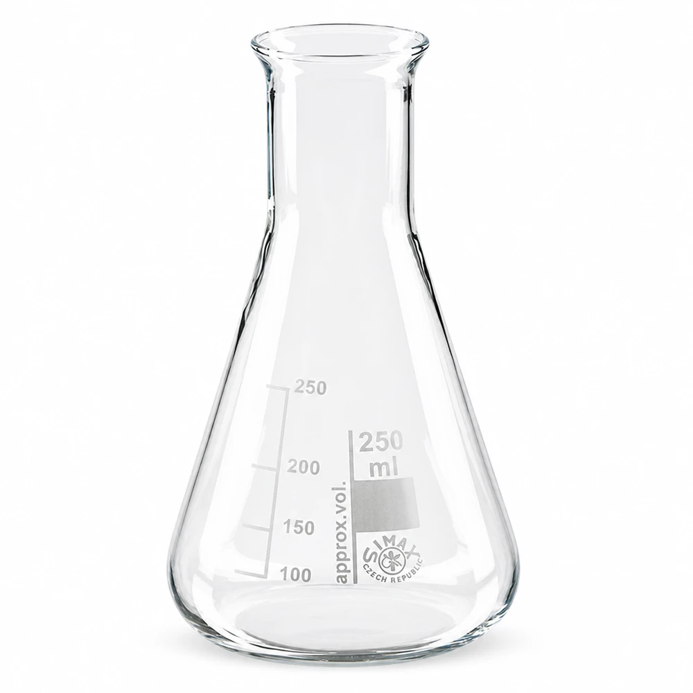 Kolba Erlenmeyera 250 ml z wąską szyjką wykonana z przezroczystego szkła borokrzemowego do eksperymentów laboratoryjnych