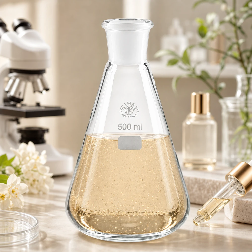 Przezroczysta kolba Erlenmeyera 500 ml z szerokim brzuchem i wąską szyjką NS 29/32
