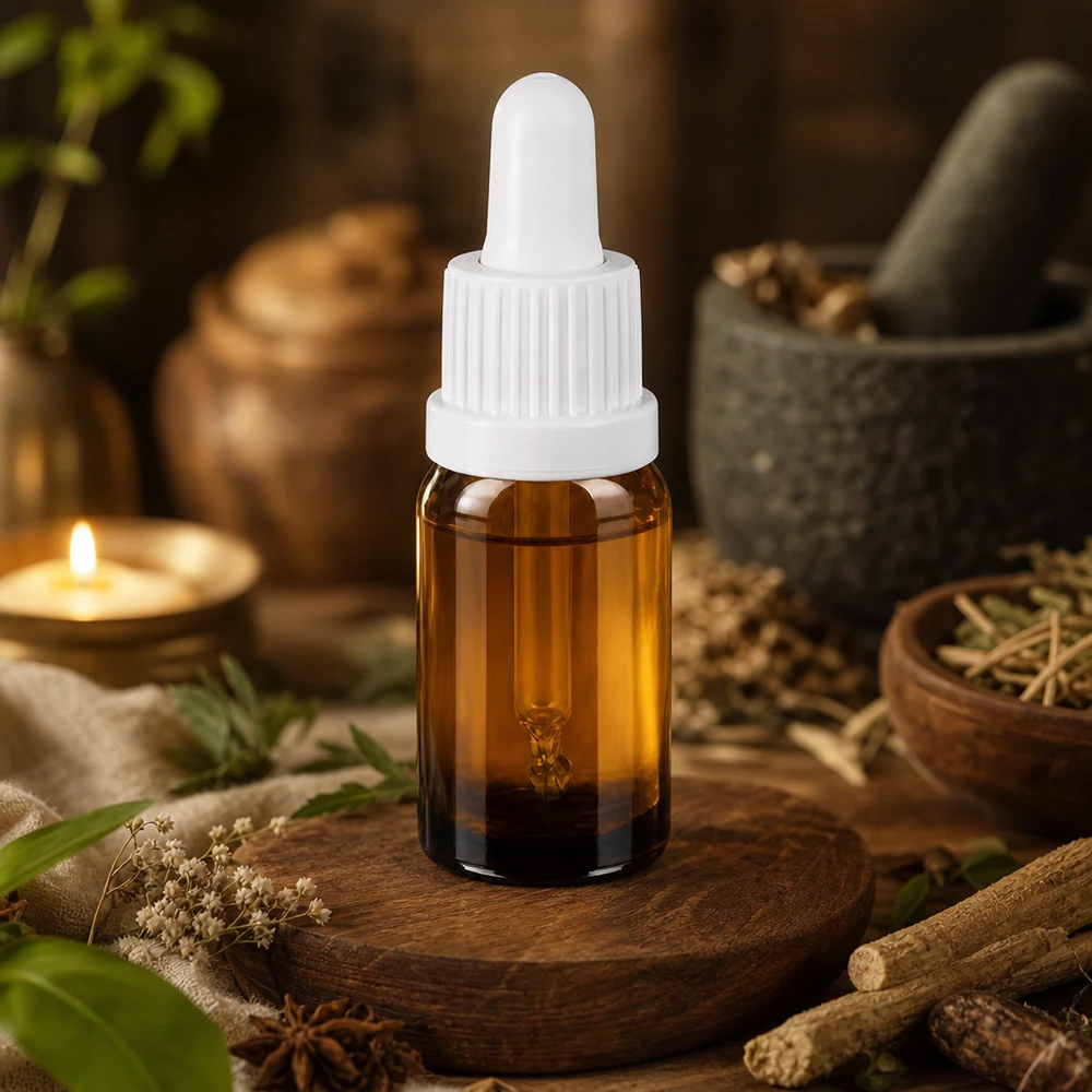 Butelka z pipetą 10 ml biała OV BrownLine UT18/10 Butelka z pipetą 10 ml BrownLine z białą pipetą do naturalnych środków leczniczych i aromaterapii