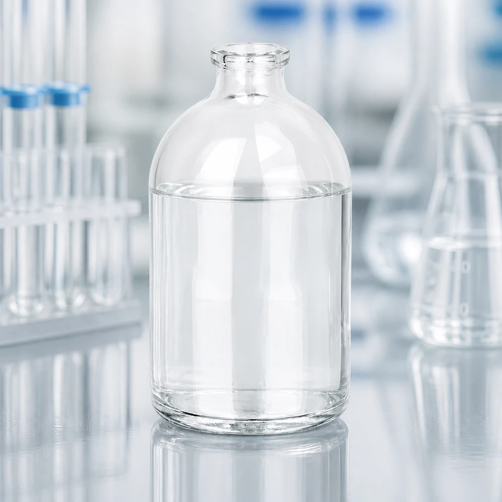 Butelka iniekcyjna z przezroczystego szkła 100 ml Hochwertige Injektionsflasche Klarglas 100ml mit glatter zylindrischer Wandung