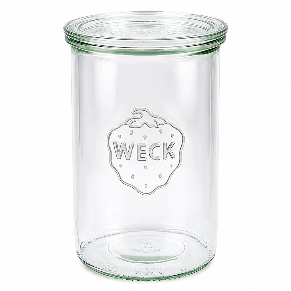 Kubki o pojemności 1000 ml ze szklaną pokrywką WECK RR100 WECK 1000ml słoik ze szklaną pokrywką RR100 Przezroczysty pusty słoik do przechowywania i konserwacji.