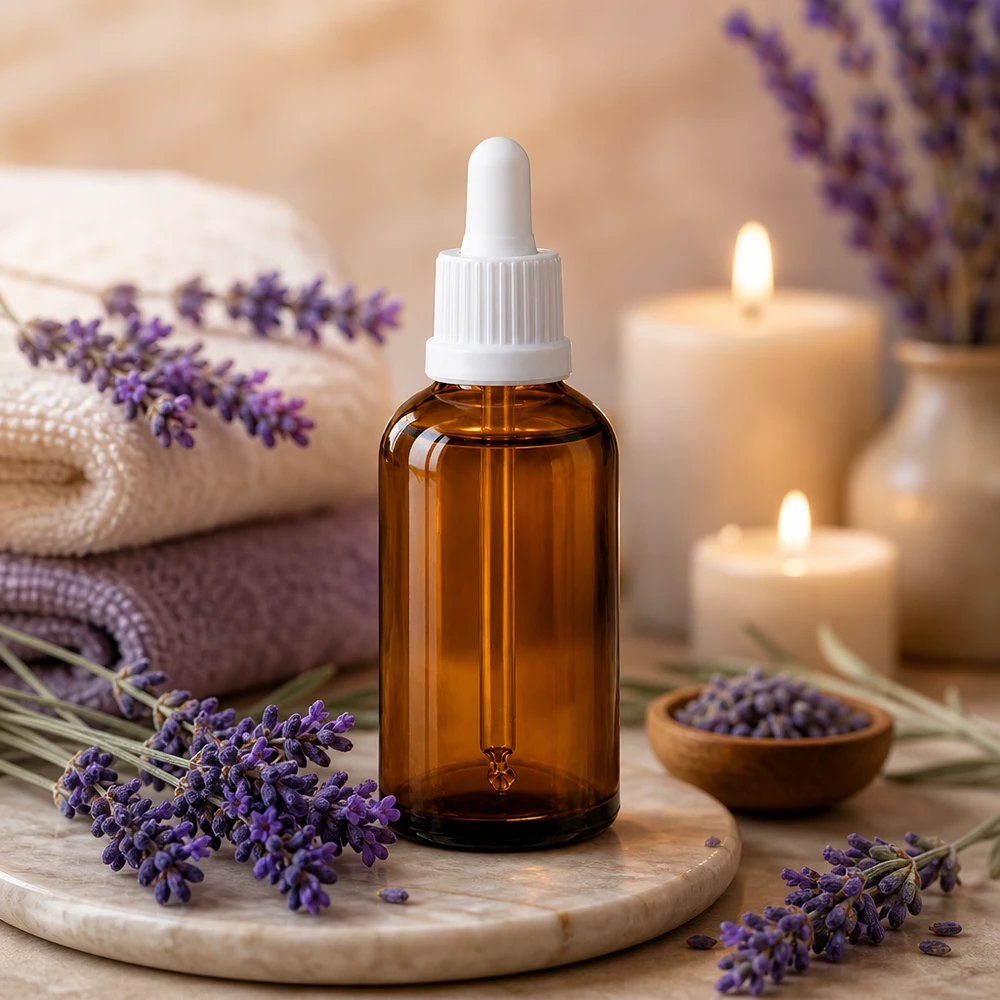 50 ml butelka z pipetą, biała OV BrownLine UT18/50 Wysokiej jakości butelka z pipetą o pojemności 50 ml wykonana z brązowego szkła z białą nakrętką z zakraplaczem do olejków eterycznych