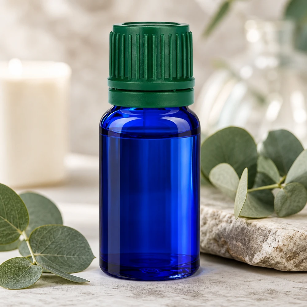Butelka 10 ml 11 mm SV zielony OV BlueLine UT18/10 Kompaktowa niebieska szklana butelka 10 ml z praktyczną zakrętką do użytku mobilnego