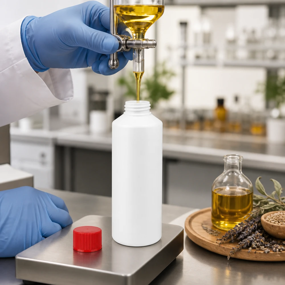 Butelka apteczna HDPE 100ml biała, z czerwonym SV Cylindryczna butelka apteczna z HDPE o pojemności 100 ml, biała, z czerwonym zamknięciem zabezpieczającym, na wadze laboratoryjnej