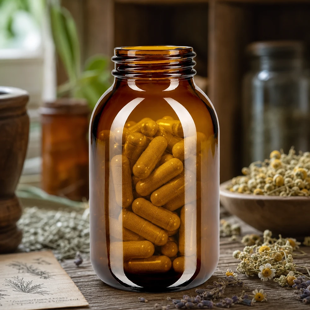 Butelka z szeroką szyjką 500 ml z bursztynowego szkła Butelka z szeroką szyjką 500 ml z bursztynowego szkła