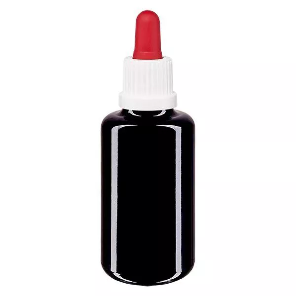 Butelka apteczna viol. 30ml pipeta biała/czerwona OV