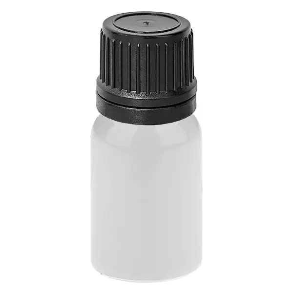 Butelka z zakraplaczem 5 ml, 1 mm, czarna, zamknięcie zabezpieczające przed otwarciem przez osoby nieuprawnione WhiteLine UT18/5 Butelka z zakraplaczem 5 ml, 1 mm, czarna, zamknięcie zabezpieczające przed otwarciem przez osoby nieuprawnione WhiteLine UT18/5