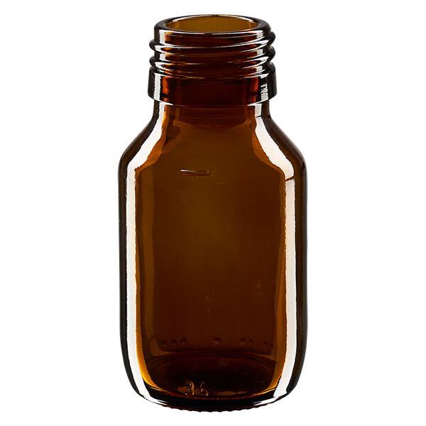 Butelka na leki 50ml br&#261;zowa, bez zakr&#281;tki PP28 ApoGlas. Farmaceutyczna jako&#347;&#263; produkcji UE. Gwint 28 mm. (syrop, butelka z lekkiego szk&#322;a)