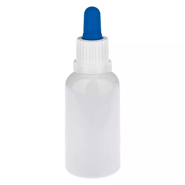 Butelka z pipetą 30 ml biała/niebieska z zamknięciem zabezpieczającym WhiteLine UT18/30