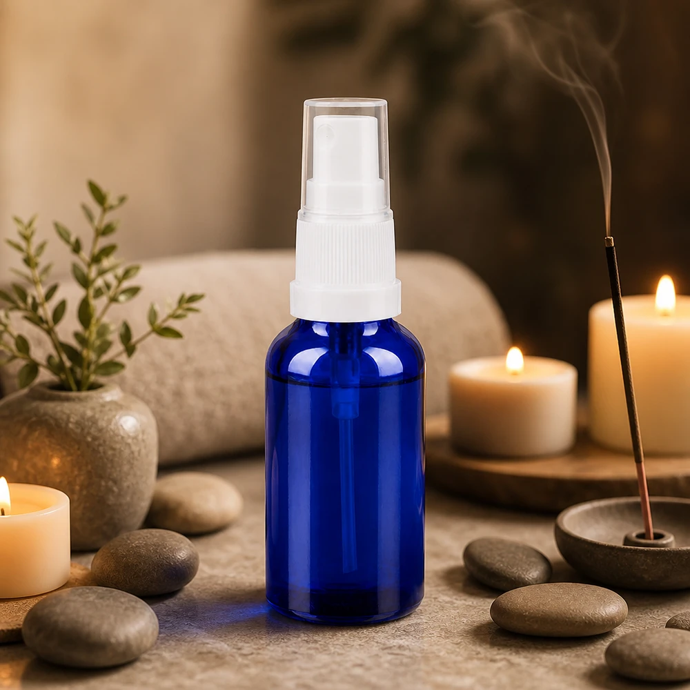Butelka ze spryskiwaczem 30 ml biała/przezroczysta STD BlueLine UT18/30 Kompaktowa butelka z przezroczystą głowicą rozpylającą o pojemności 30 ml do wszechstronnych zastosowań