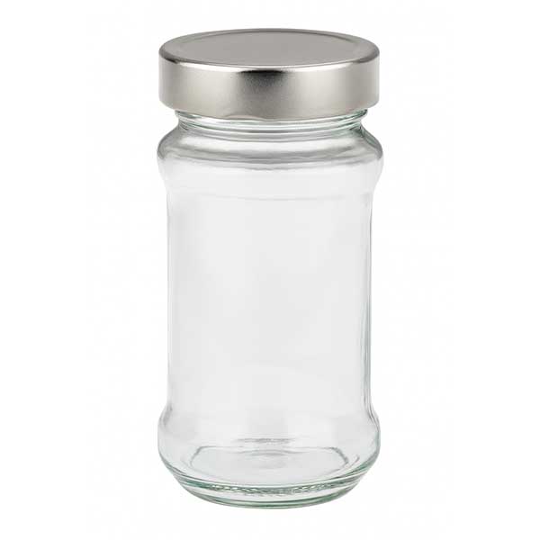Słoik okrągły 390 ml z pokrywką BasicSeal, srebrny UNiTWIST