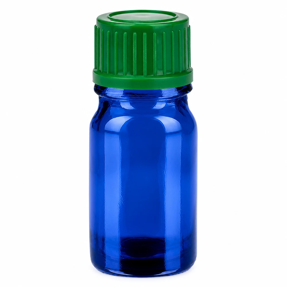 5ml niebieska szklana butelka z zieloną zakrętką 11mm SV STD BlueLine UT18/5