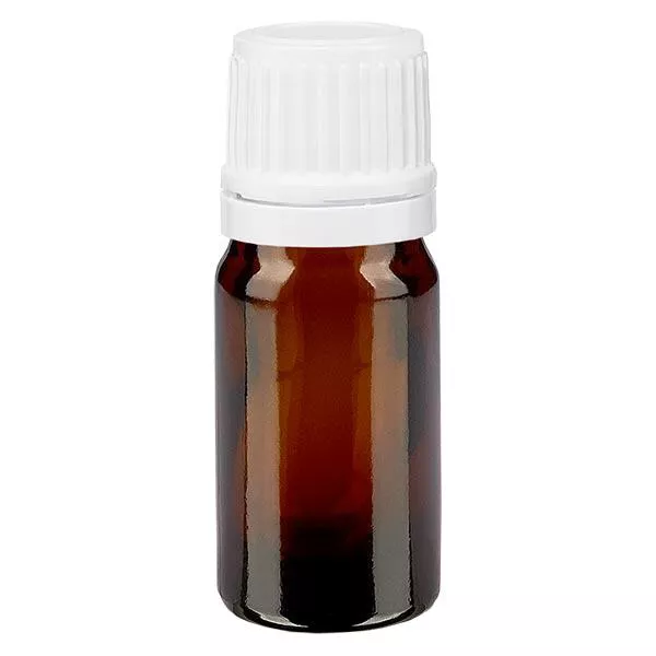 Butelka apteczna brązowa 5ml drip v. 1,2 mm biały OV Butelka apteczna brązowa 5ml drip v. 1,2 mm biały OV