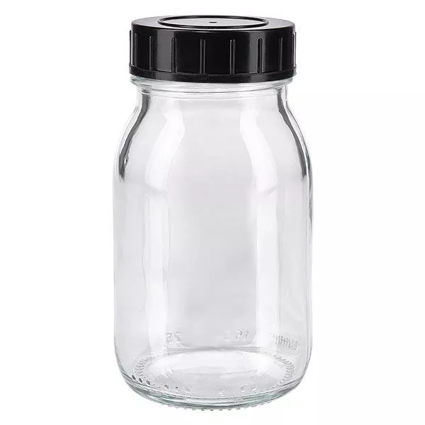 Butelka z szeroką szyjką 150 ml z przezroczystego szkła z zakrętką Butelka z szeroką szyjką 150 ml z przezroczystego szkła z zakrętką