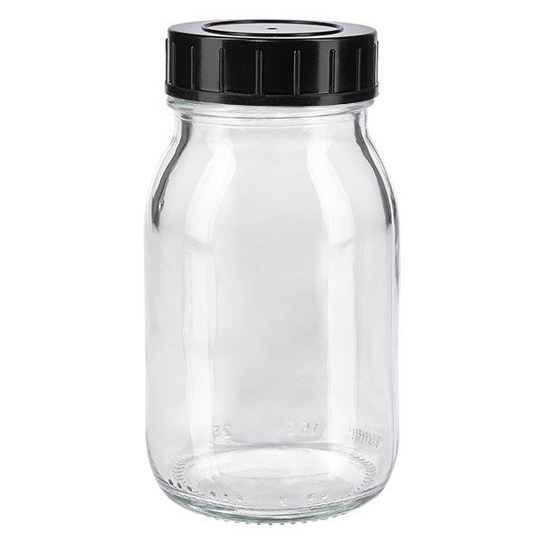 Butelka z szeroką szyjką 150 ml z przezroczystego szkła z zakrętką Butelka z szeroką szyjką 150 ml z przezroczystego szkła z zakrętką