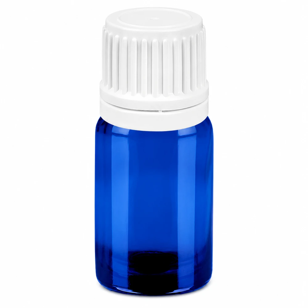 Butelka z zakraplaczem 5 ml 0,7 mm biała OV BlueLine UT18/5 Butelka z zakraplaczem 5 ml w kolorze niebieskim z białą nasadką do precyzyjnego dozowania płynów