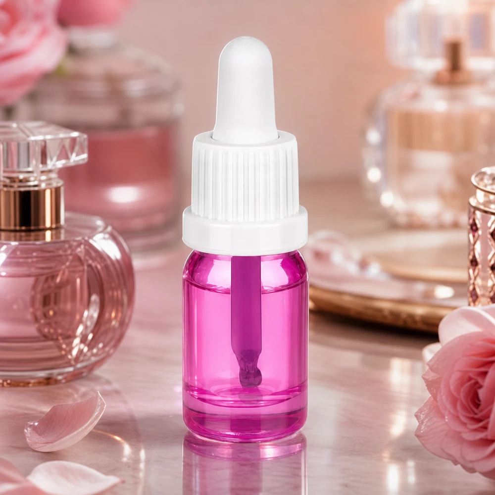 Butelka z pipetą 5ml biała oryginalna zakrętka PurpleLine UT18/5 Butelka z zakraplaczem Premium 5 ml wykonana z fioletowego szkła borokrzemowego z białą blokadą zabezpieczającą przed dziećmi OV PurpleLine