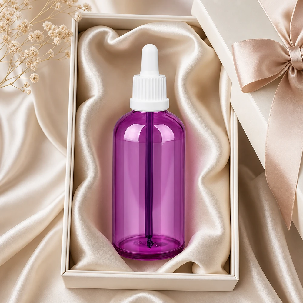Butelka z pipetą 100 ml z gwintem UT18/100 w stylowym fioletowym kolorze do zastosowań profesjonalnych