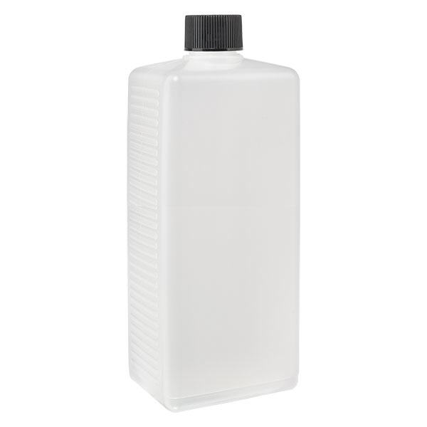1000ml kwadratowa butelka PE naturalna, z nakrętką 1000ml kwadratowa butelka PE naturalna, z nakrętką