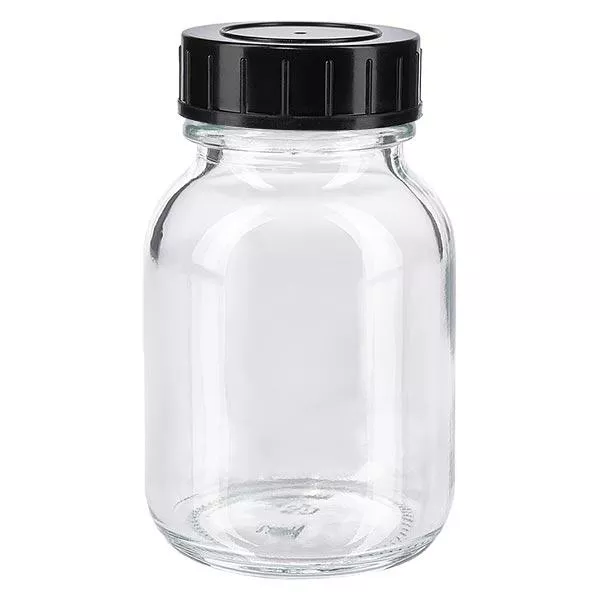 Butelka z szeroką szyjką o pojemności 50 ml z przezroczystego szkła z zakrętką
