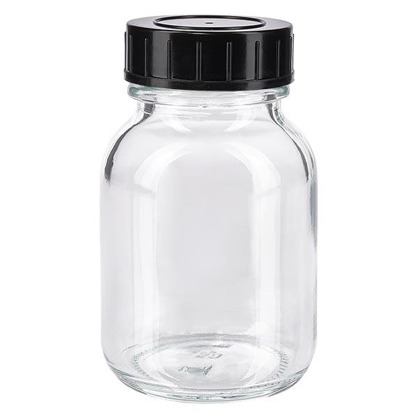 Butelka z szeroką szyjką o pojemności 50 ml z przezroczystego szkła z zakrętką Butelka z szeroką szyjką o pojemności 50 ml z przezroczystego szkła z zakrętką