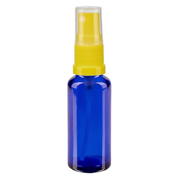 Butelka apteczna niebieska 30ml nasadka rozpylająca żółta Butelka apteczna niebieska 30ml nasadka rozpylająca żółta