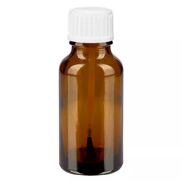 Butelka apteczna brązowa 20ml zakrętka biały pędzelek Butelka apteczna brązowa 20ml zakrętka biały pędzelek
