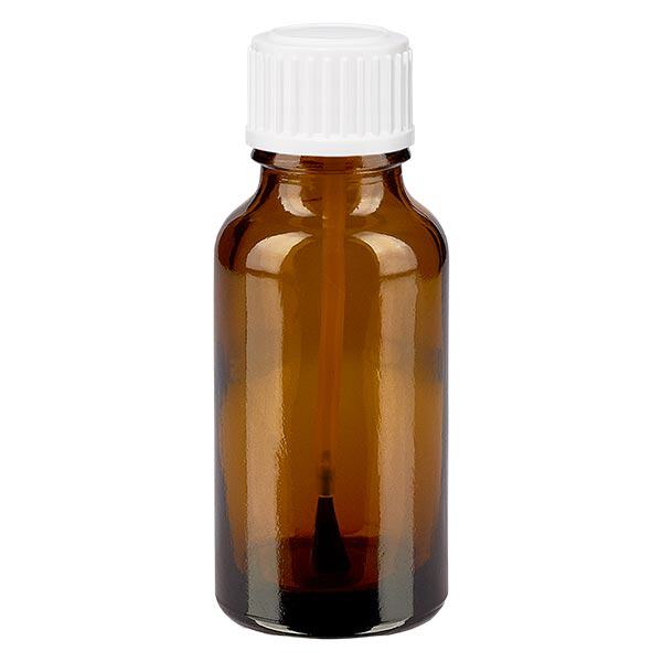 Butelka apteczna brązowa 20ml zakrętka biały pędzelek Butelka apteczna brązowa 20ml zakrętka biały pędzelek