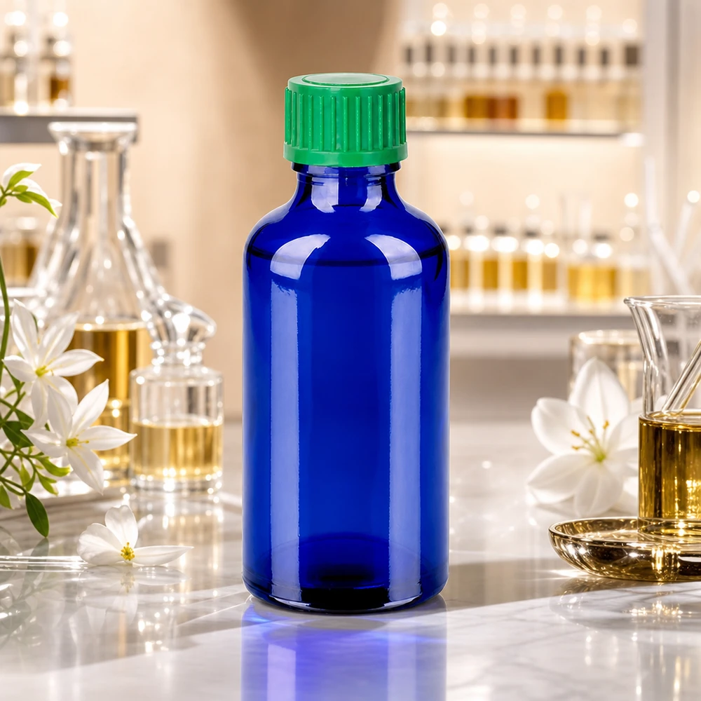 Butelka z kroplomierzem 50 ml 0,8 mm zielona STD BlueLine UT18/50 Butelka z zakraplaczem 50 ml UT18/50 z otworem 0,8 mm do precyzyjnego dozowania kropli w aptekach i laboratoriach