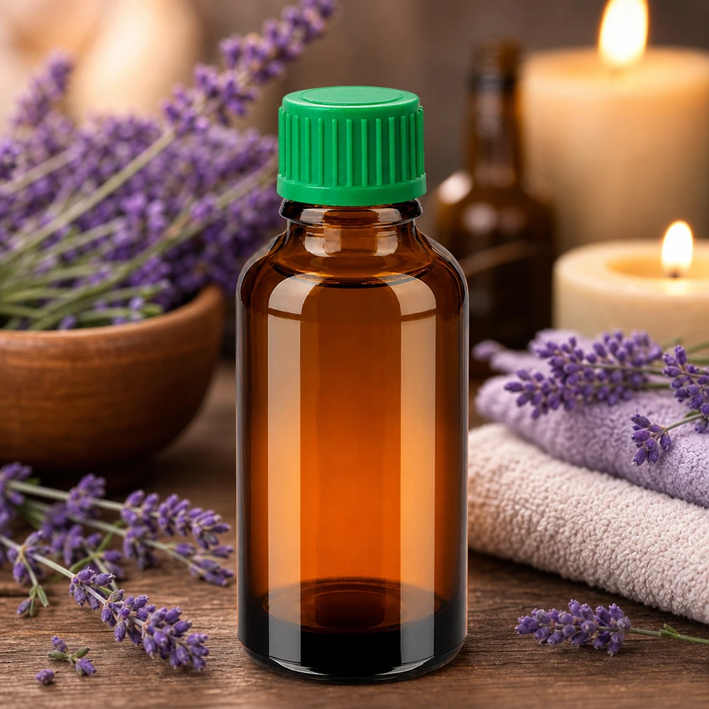 30 ml butelka z zakraplaczem STD BrownLine z ochroną przed promieniowaniem UV dzięki ciemnobursztynowemu szkłu i zielonej nakrętce