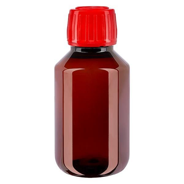 Butelka PET 100ml z czerwoną nakrętką OV Butelka PET 100ml z czerwoną nakrętką OV