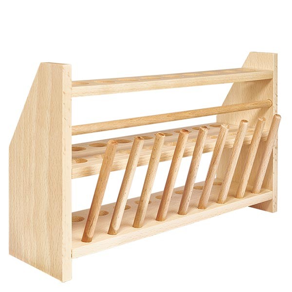 Stojaki na prob&#243;wki wykonane z drewna, do s&#322;oik&#243;w o &#347;rednicy do ok. 18 mm, na 18 s&#322;oik&#243;w, z 9 pr&#281;tami