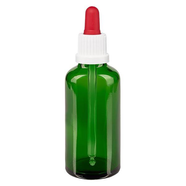 Butelka apteczna zielona 50ml pipeta biała/czerwona OV Butelka apteczna zielona 50ml pipeta biała/czerwona OV