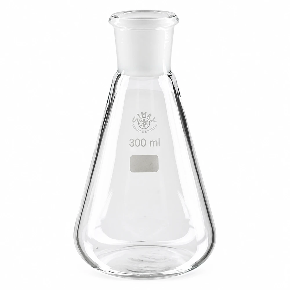Kolba Erlenmeyera 300 ml ze szkła borokrzemowego ze standardowym szlifowanym złączem 29/32 do zastosowań laboratoryjnych