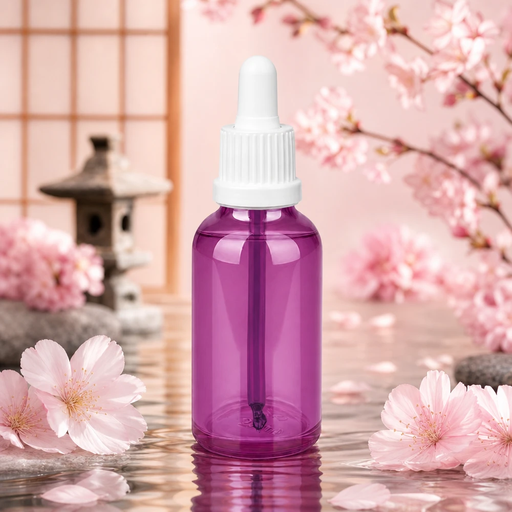 Butelka z pipetą 30 ml biała oryginalna zakrętka PurpleLine UT18/30 30 ml butelka z pipetą wykonana z wysokiej jakości tworzywa sztucznego w kolorze fioletowym do bezpiecznego przechowywania serum