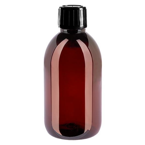 Butelka PET 250 ml z czarną nakrętką OV Butelka PET 250 ml z czarną nakrętką OV