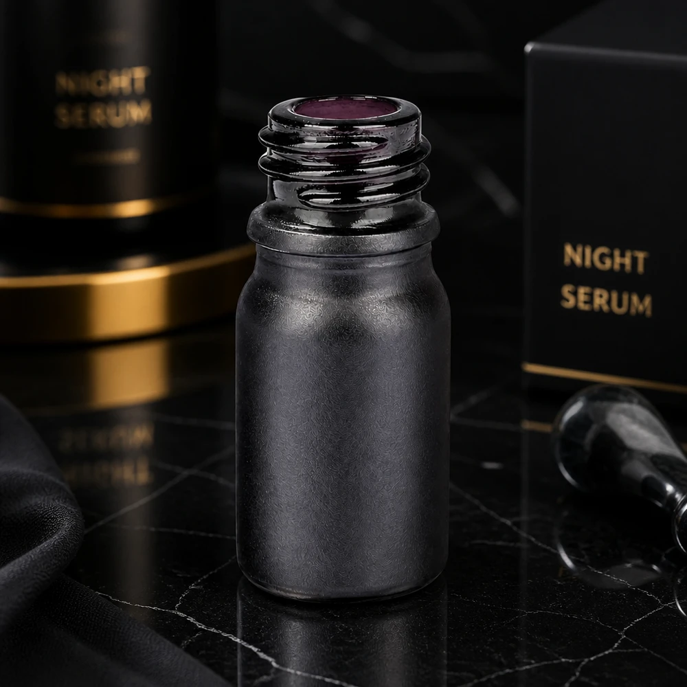 Butelka apteczna 5 ml BlackLine UT18/5 UNiTWIST Czarna buteleczka apteczna 5ml BlackLine UT18/5 z fioletowego szkła do kosmetyków i serum na noc