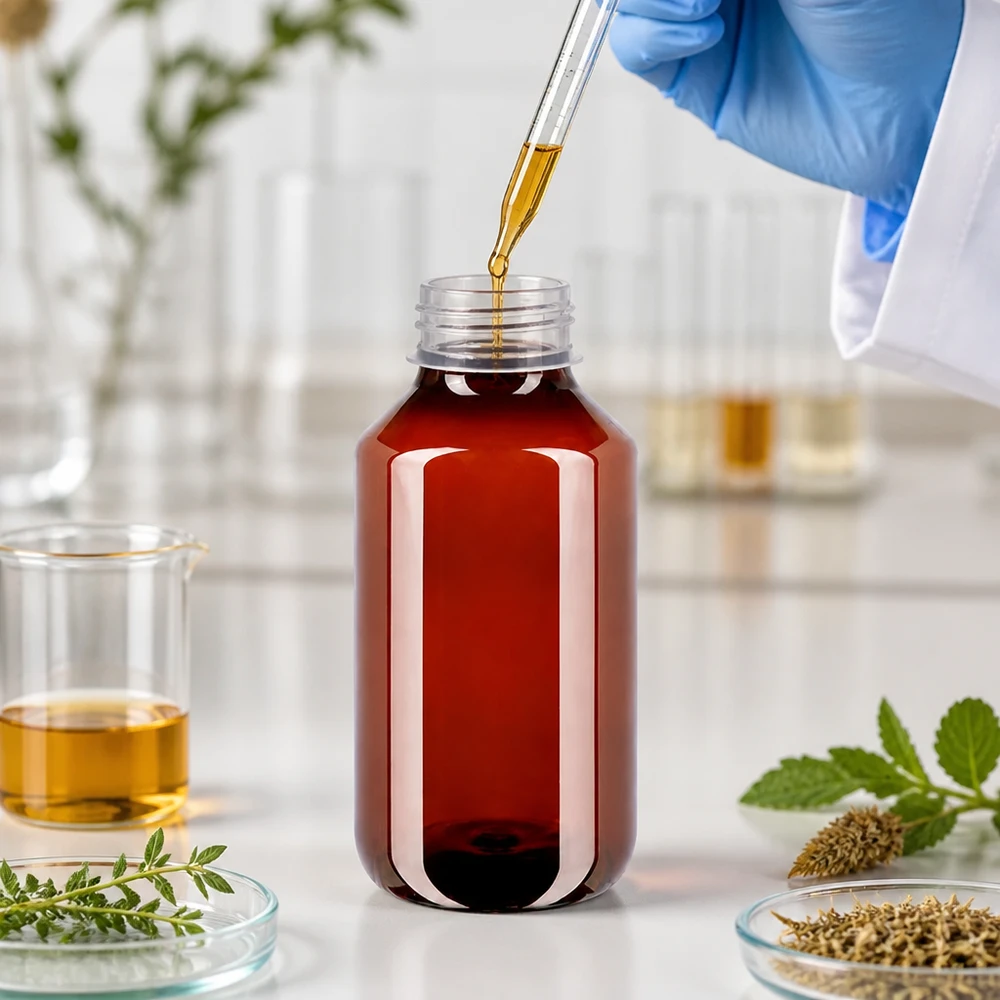 Robuste Kunststoffflasche 500ml braun mit OV für Kräuterextrakte und Tinkturen