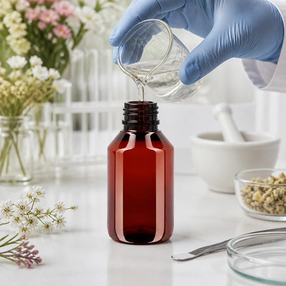 Butelka PET 50 ml z czarną nakrętką OV 50ml PET Rundflasche braun mit schwarzem Spritzverschluss OV für Heilpflanzenöle