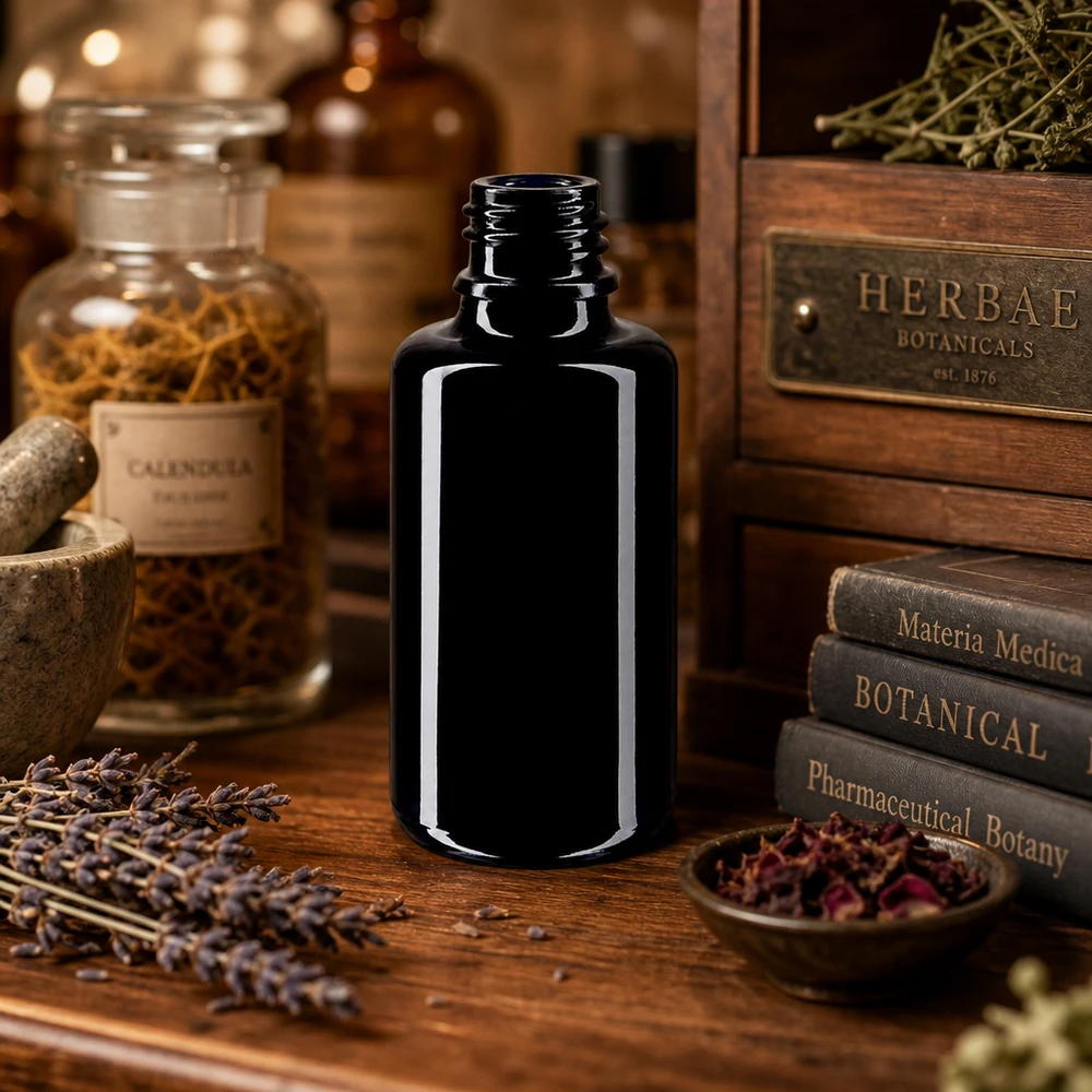 30 ml butelka z zakraplaczem Orion wykonana z wytrzymałego fioletowego szkła Miron do esencji ziołowych i naturalnych środków leczniczych