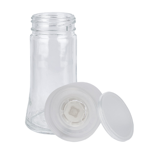 Słoik na przyprawy z przezroczystego szkła, pojemność 95 ml, z ceramicznym młynkiem Słoik na przyprawy z przezroczystego szkła, pojemność 95 ml, z ceramicznym młynkiem