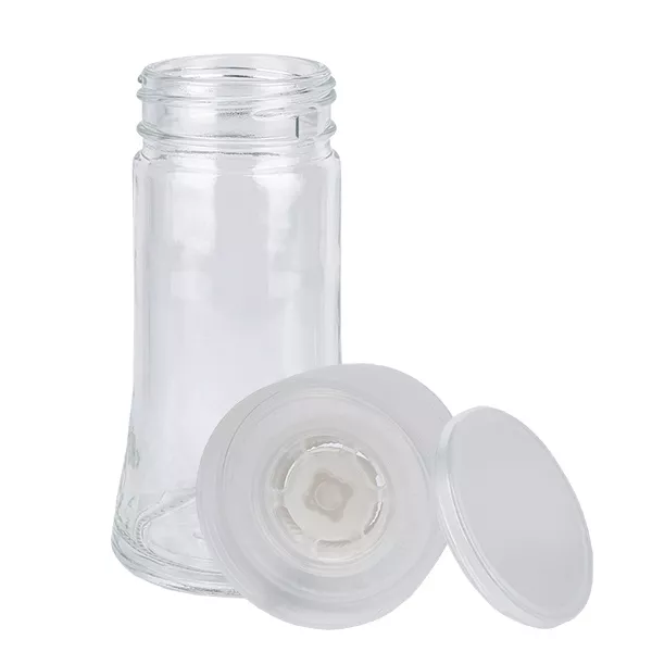 Słoik na przyprawy z przezroczystego szkła, pojemność 95 ml, z ceramicznym młynkiem Słoik na przyprawy z przezroczystego szkła, pojemność 95 ml, z ceramicznym młynkiem