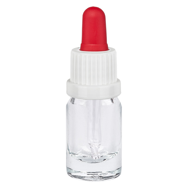 Butelka do leków płynnych 5 ml, biała/czerwona OV ClearLine UT18/5 Butelka do leków płynnych 5 ml, biała/czerwona OV ClearLine UT18/5