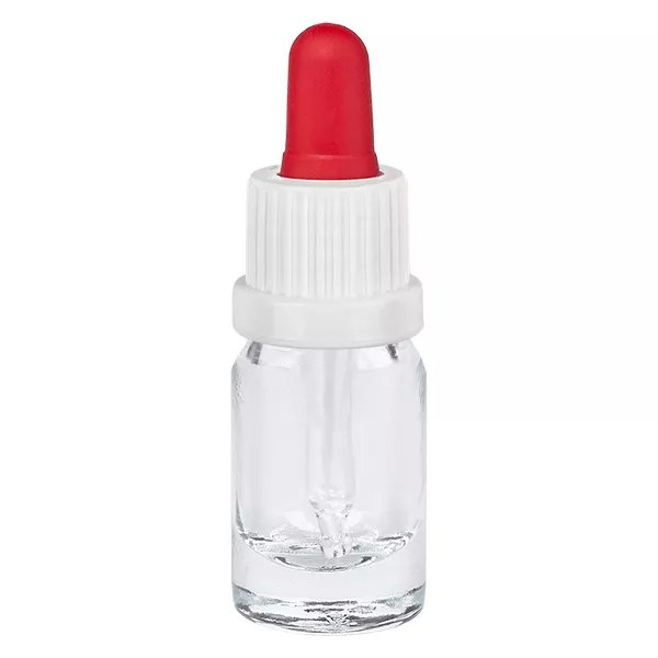 Butelka do leków płynnych 5 ml, biała/czerwona OV ClearLine UT18/5
