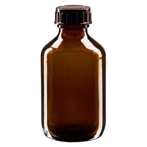 Butelka na lek 150 ml brązowa, z zakrętką brązową ApoGlas. Farmaceutyczna jakość produkcji UE. Gwint 28 mm (PP28). (syrop, butelka z lekkiego szkła) Butelka na lek 150 ml brązowa, z zakrętką brązową ApoGlas. Farmaceutyczna jakość produkcji UE. Gwint 28 mm (PP28). (syrop, butelka z lekkiego szkła)